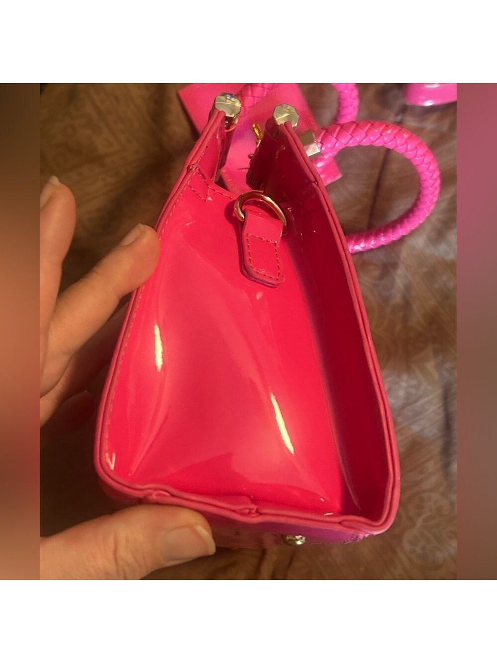 Bebe hot  Pink cross body  with Gold Accents - Picture 7 of 11